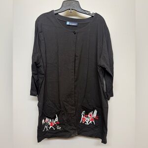 Penningtons Black One Button Open Top Embroidered Design SIZE XL